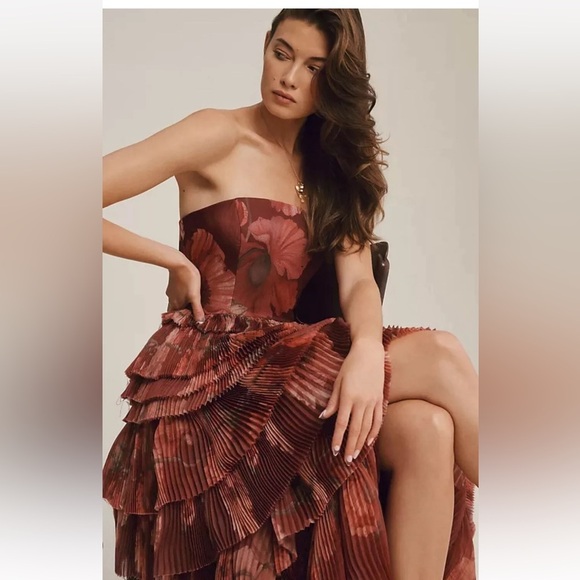 Anthropologie Hutch Nalina Strapless Floral Tiered Tulle Maxi Dress NWOT - Picture 12 of 16
